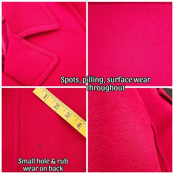 Classic Red Wool PeaCoat Nautica Size XL Double Breasted Collared Solid Color - Picture 7 of 12